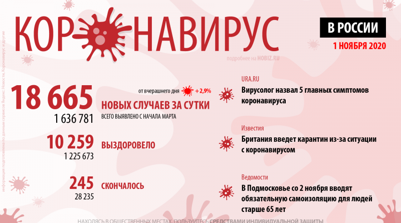 статистика коронавируса россия 1 ноября